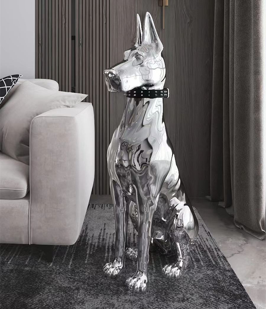 Silver Doberman Statue Homegoods