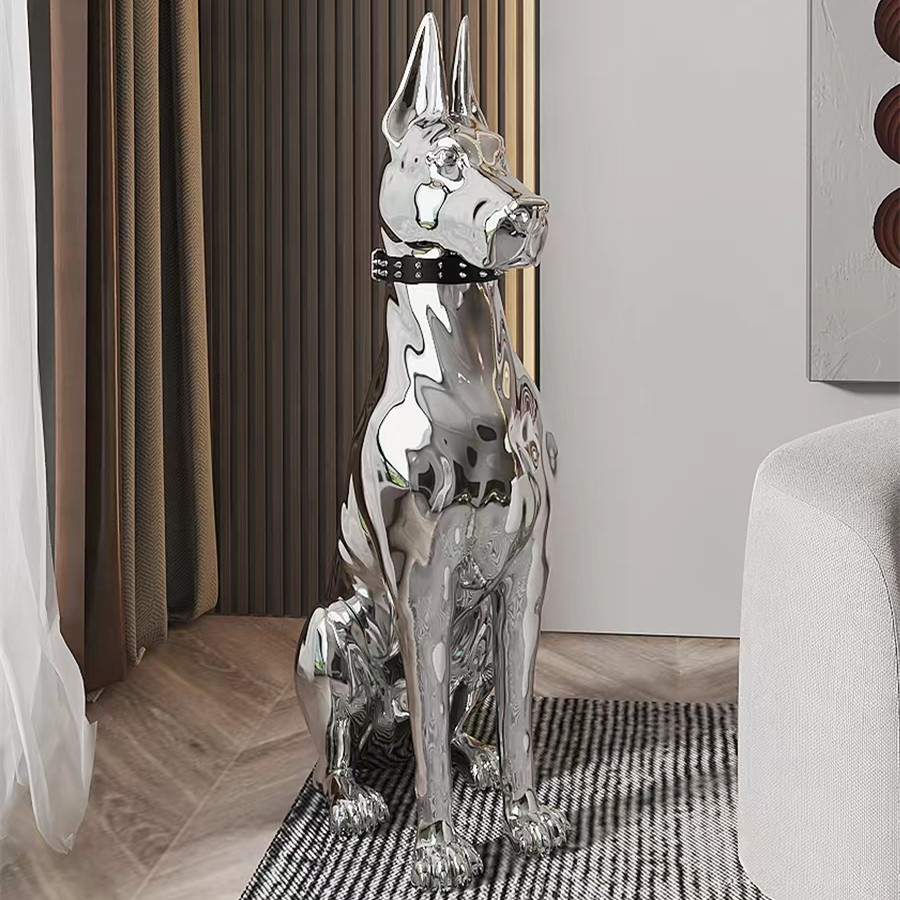 Silver Doberman Statue Homegoods