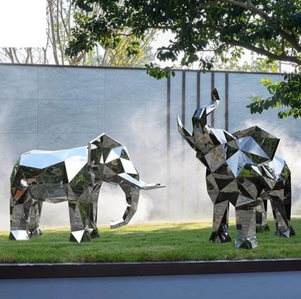 stainless steel elephant statues
