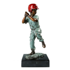 bronze baseball player statue