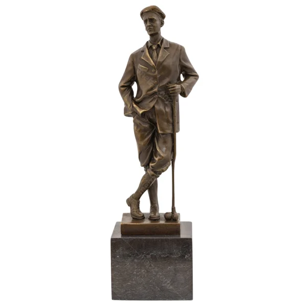 brass golfer statue