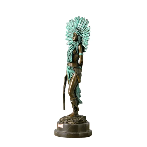 bronze indian chief statue