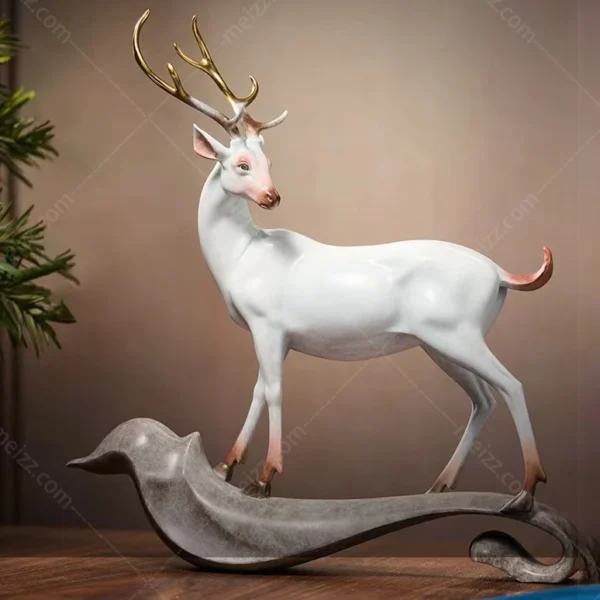white stag statue