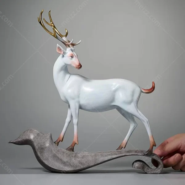 white stag statue