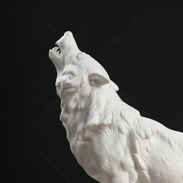 white wolf sculpture