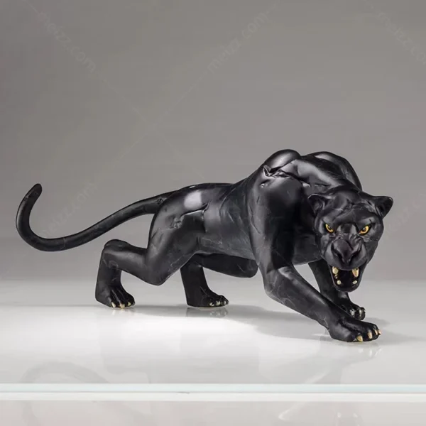 art deco black panther statue