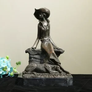 Woman with Dog Figurine