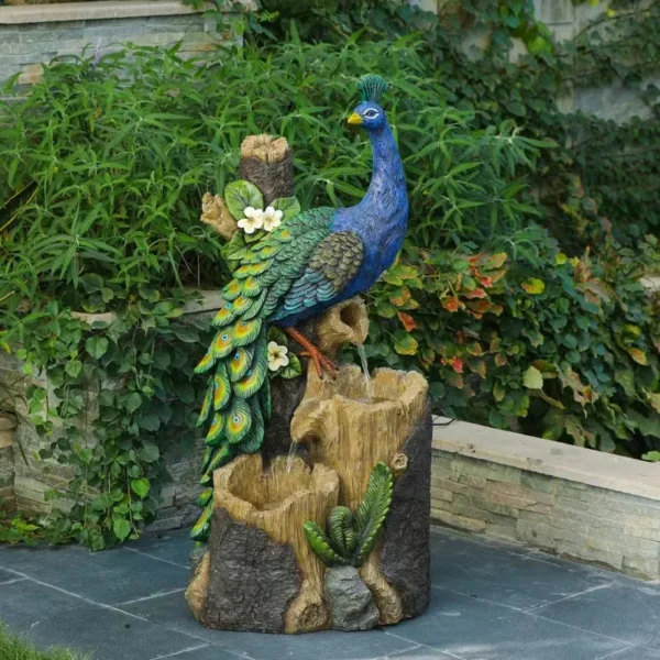 peacock outdoor water fountain