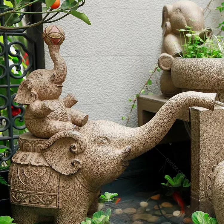 outdoor elephant water feature