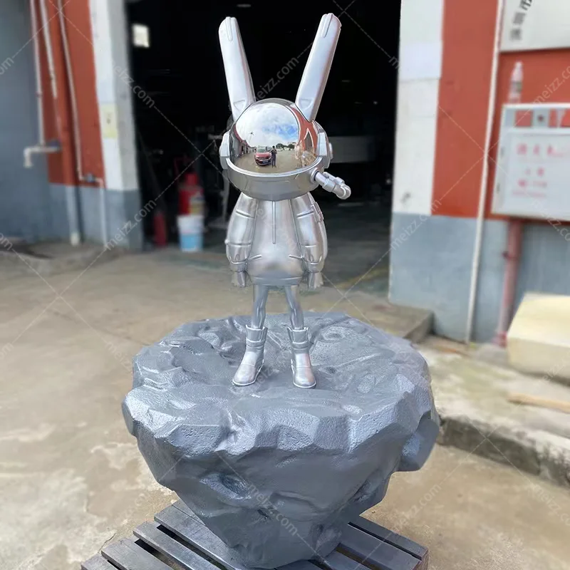 silver rabbit statue
