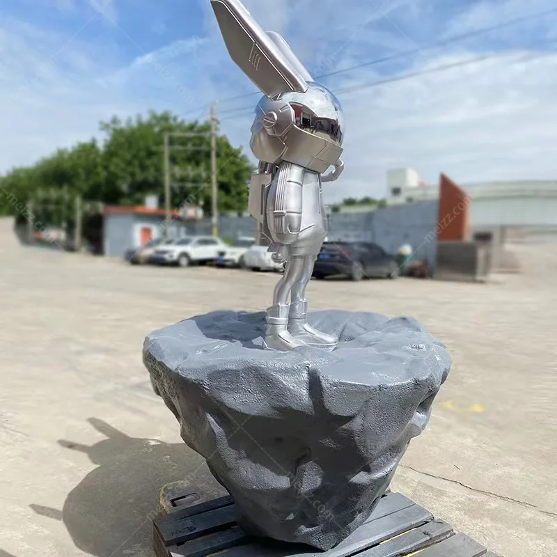 silver rabbit statue