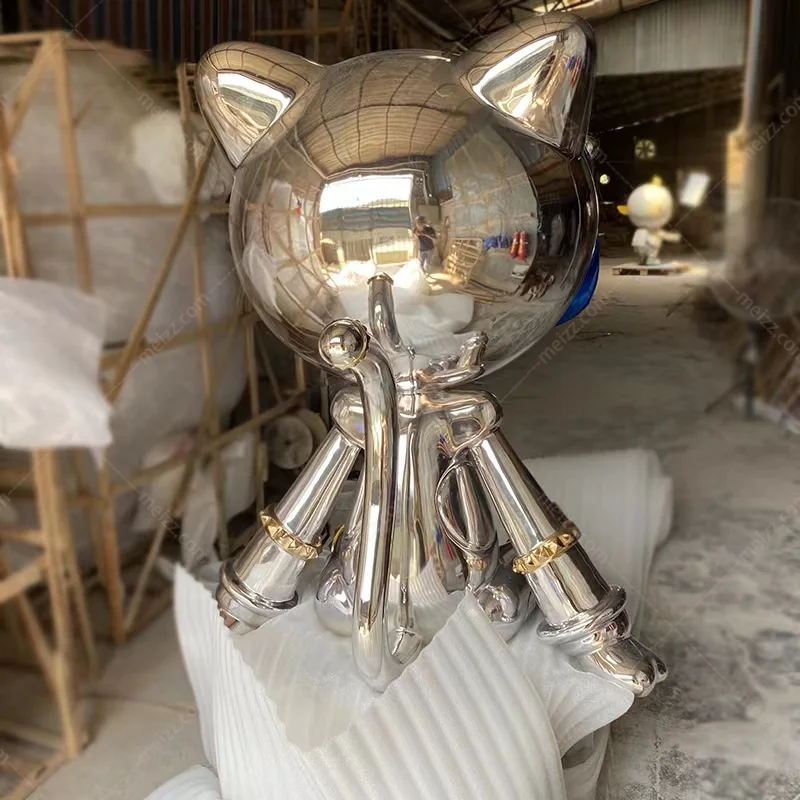 silver cat statue