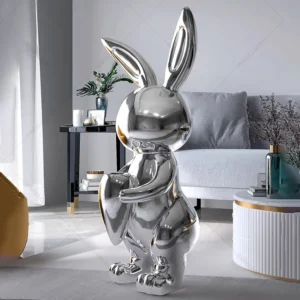 Silver Bunny Statue