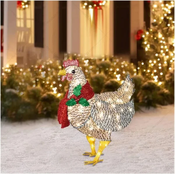 light up christmas chicken lawn ornament