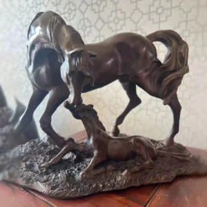 Mare and Foal Bronze Sculpture