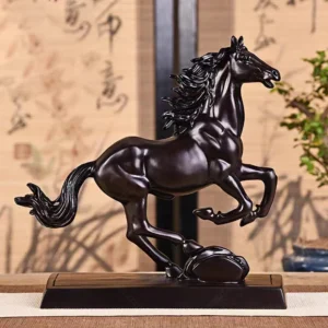 carved wooden horse statue