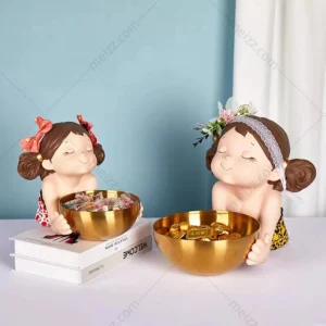 girl figurine with storage tray bust