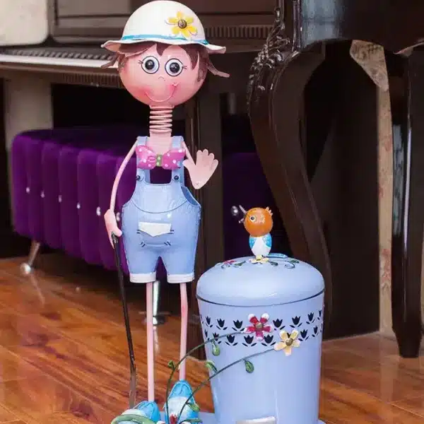 cute metal trash can