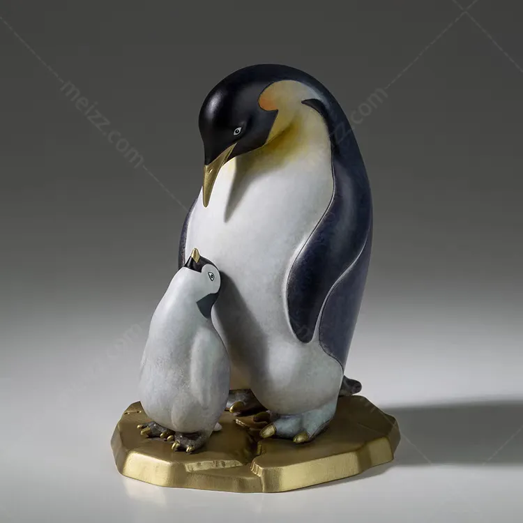 bronze penguin sculpture