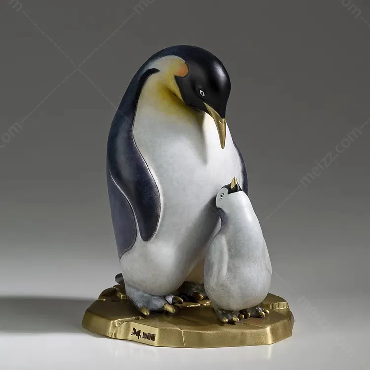 bronze penguin sculpture