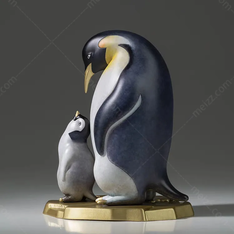 bronze penguin sculpture