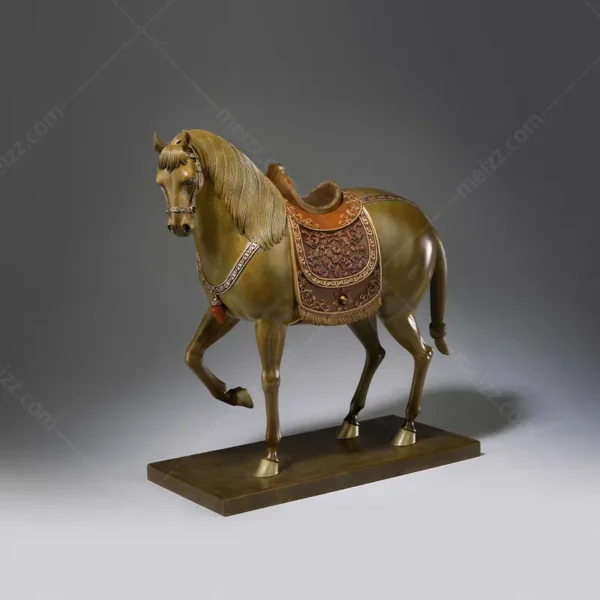 bronze horse statue with saddle
