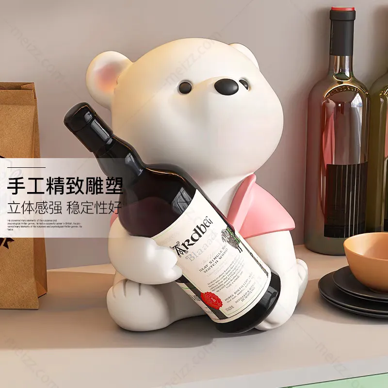 bear holding wine bottle