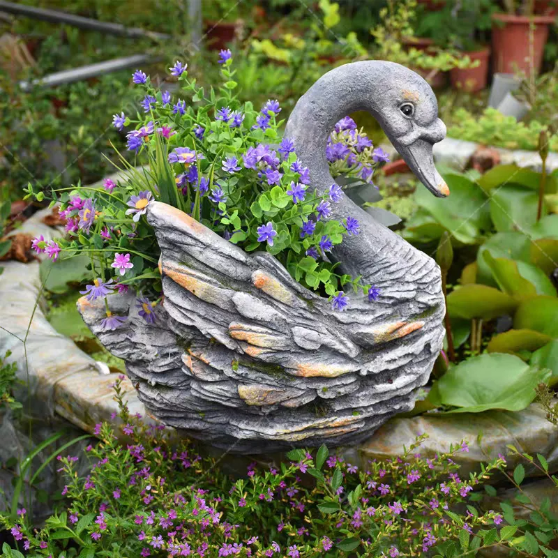 swan shaped flower pots
