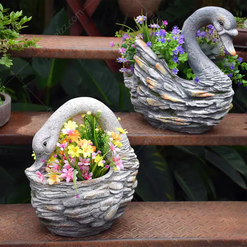 swan shaped flower pots