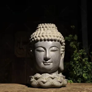 stone buddha head statue