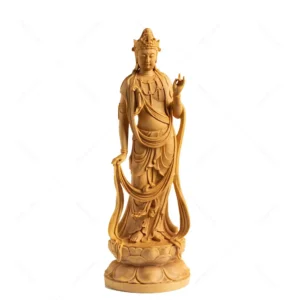 guan yin wood statue