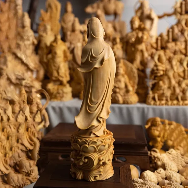 quan yin wood statue