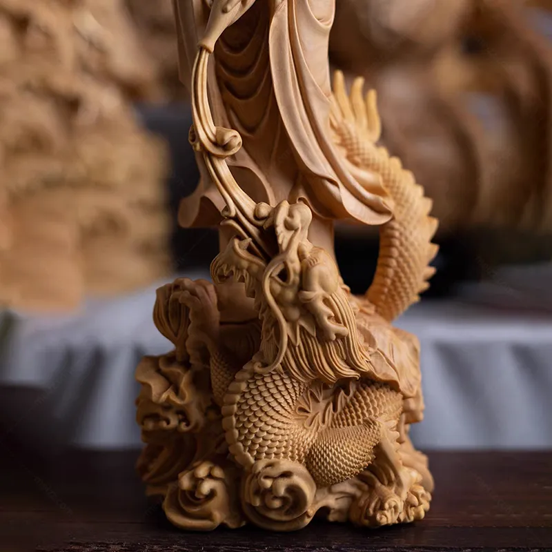 kwan yin wood statue