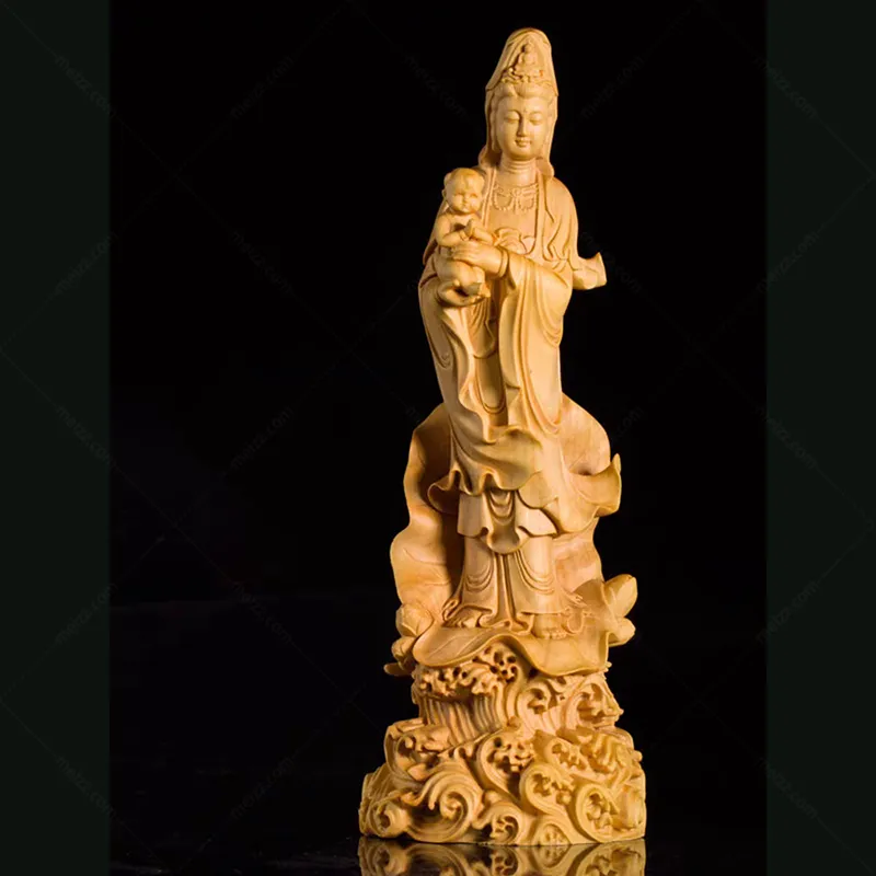 wood kwan yin statue