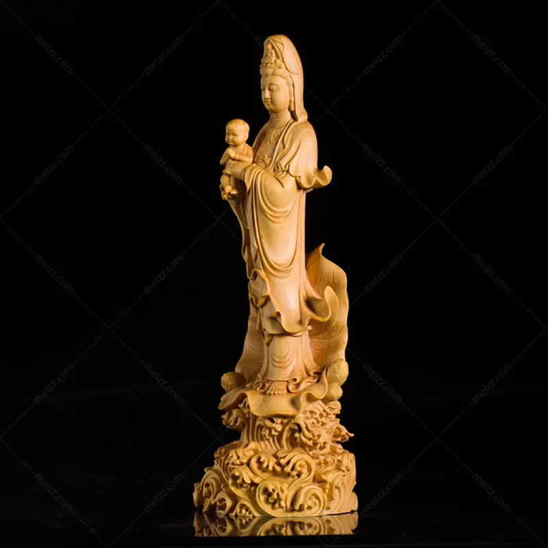 wood kwan yin statue