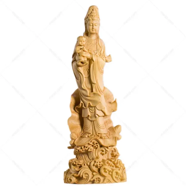 wood kwan yin statue