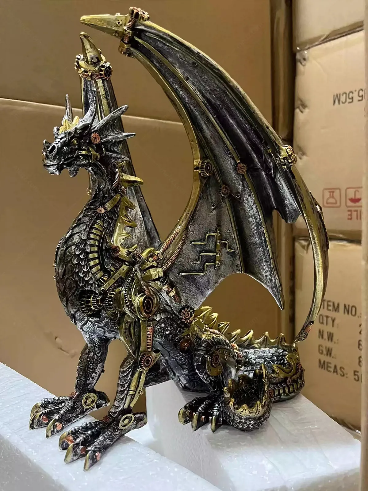 steampunk dragon statue