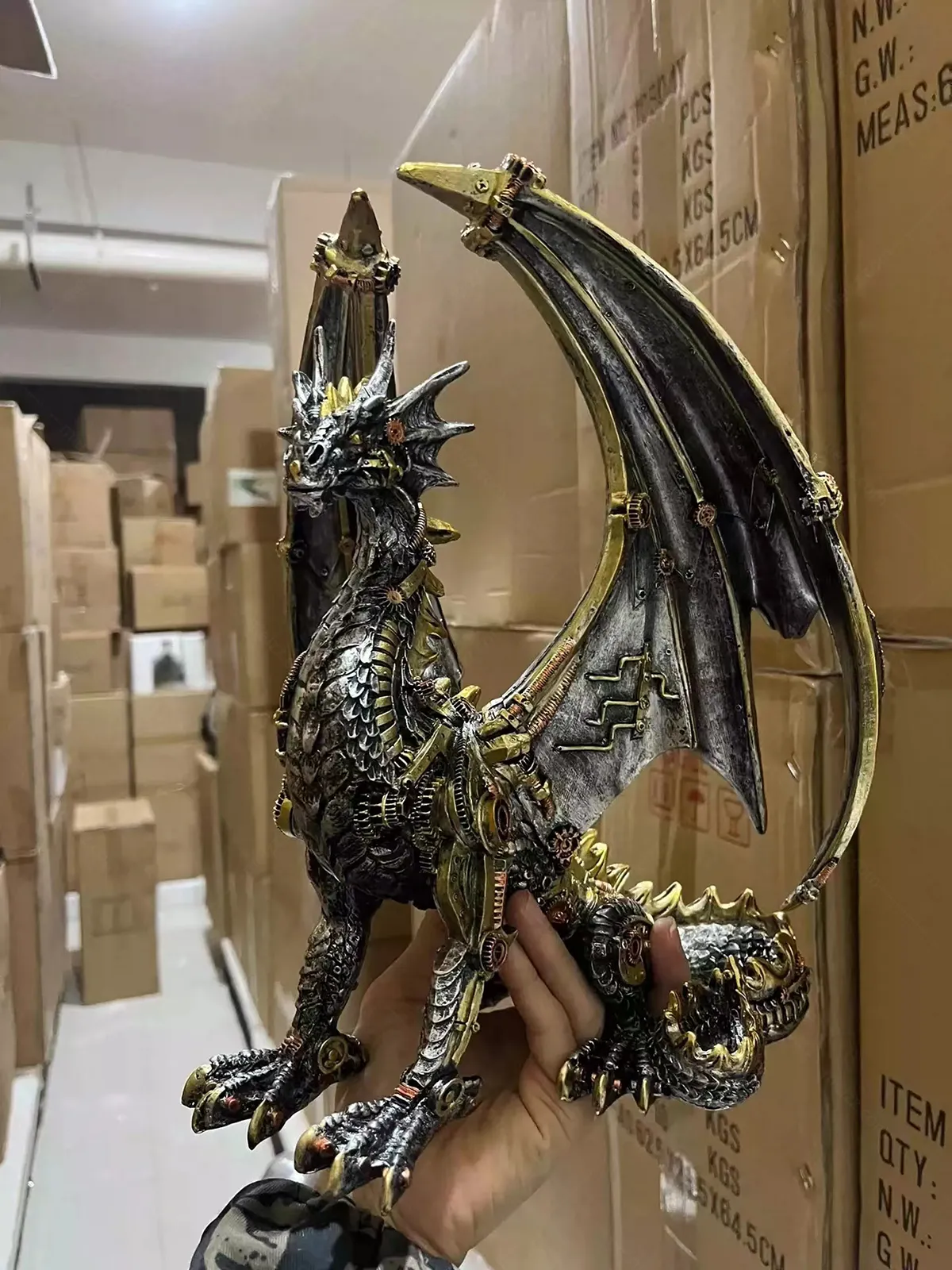 steampunk dragon statue