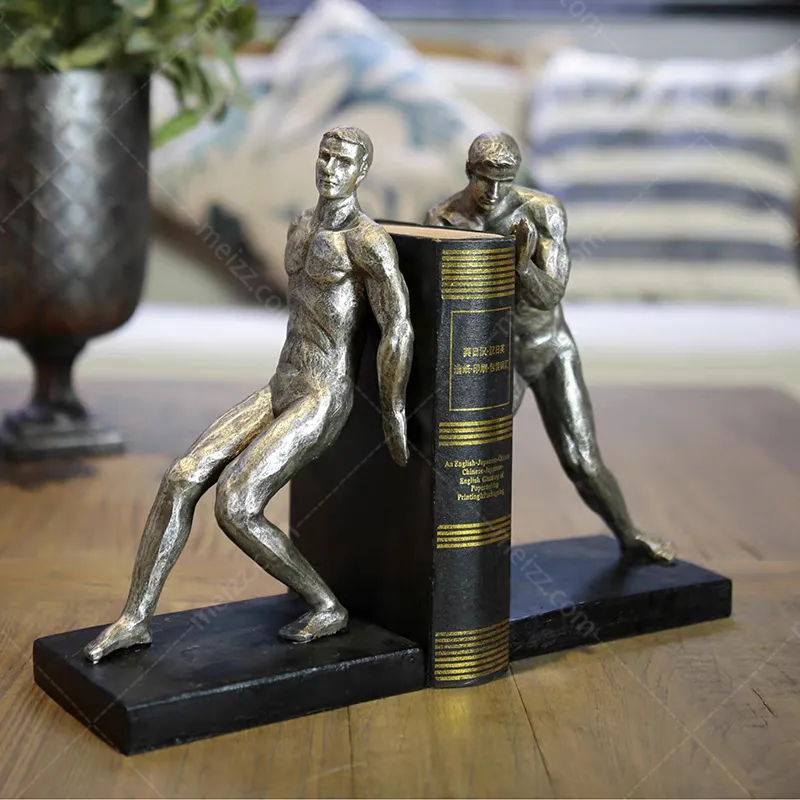 pushing man bookends