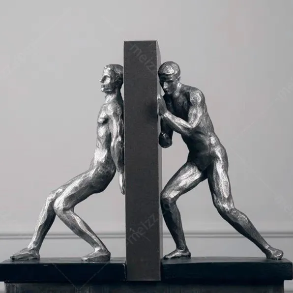 pushing man bookends