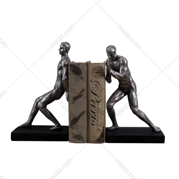 pushing man bookends