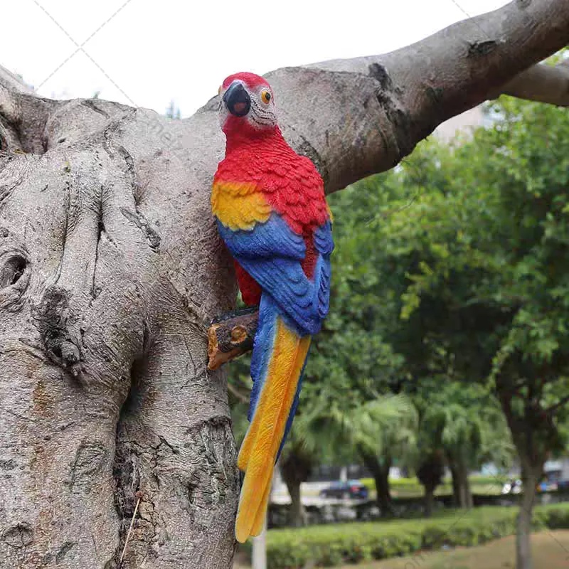 hanging parrot statue