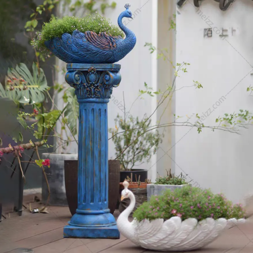 peacock flower pot
