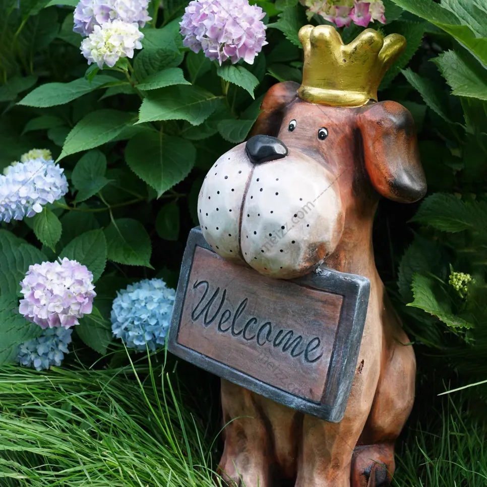 outdoor dog welcome statue