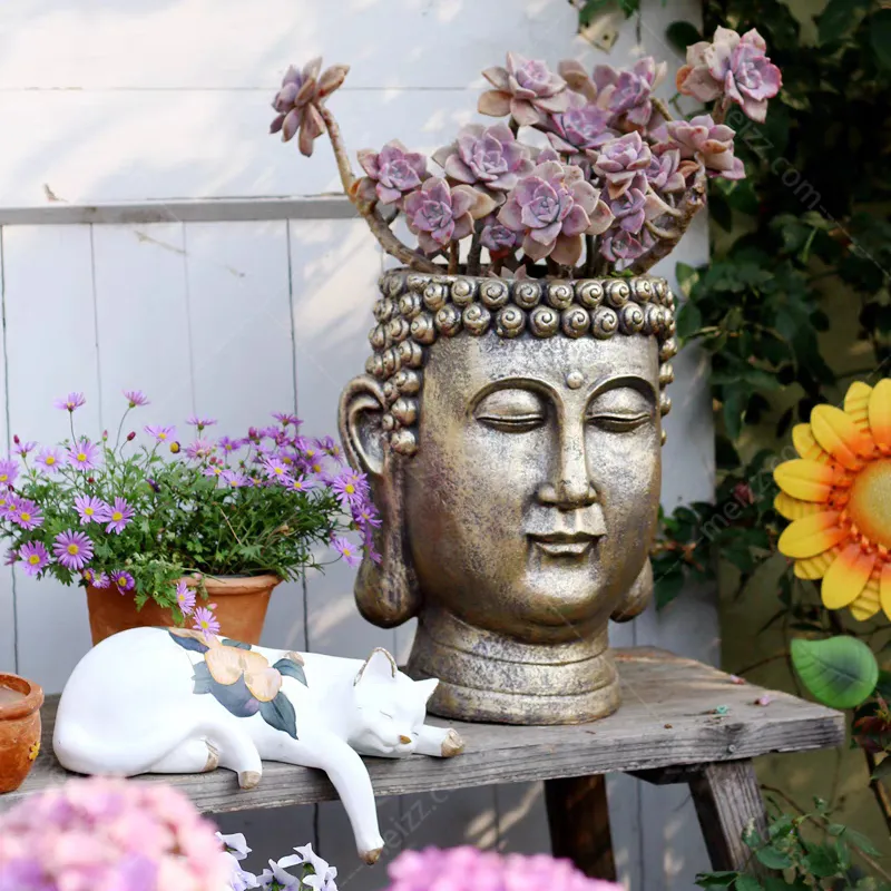 buddha head flower pot