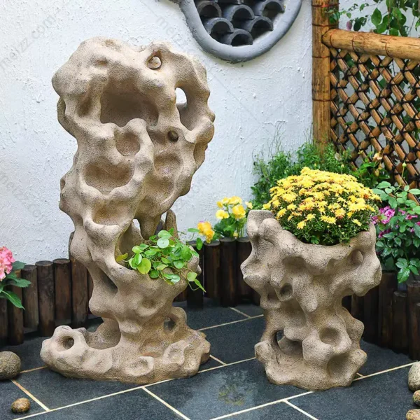rock flower pot
