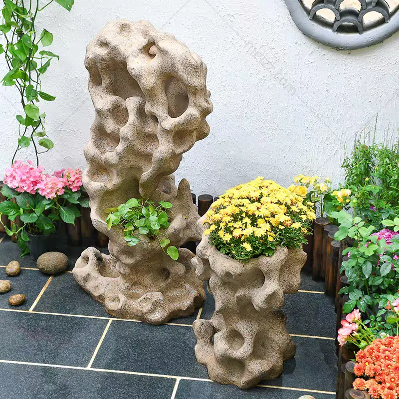 rock flower pot