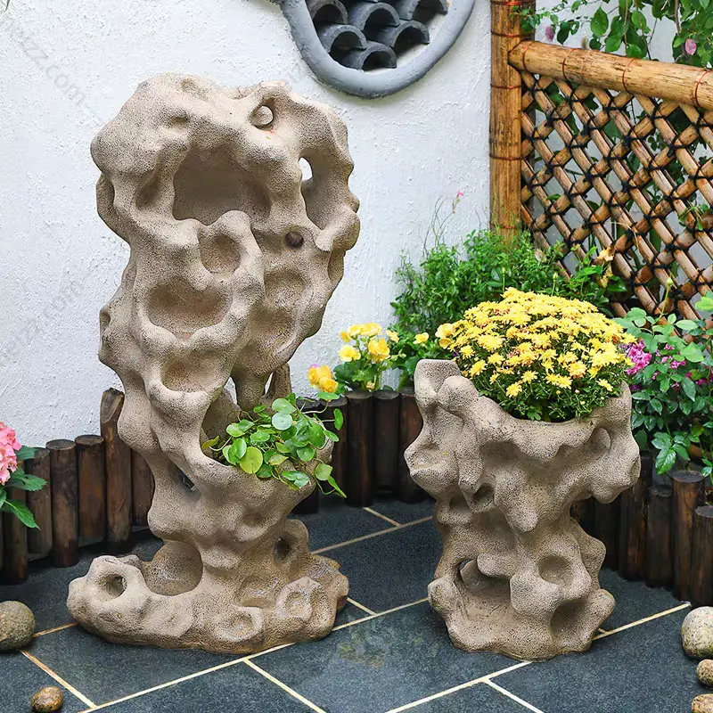 Garden rock flower pot