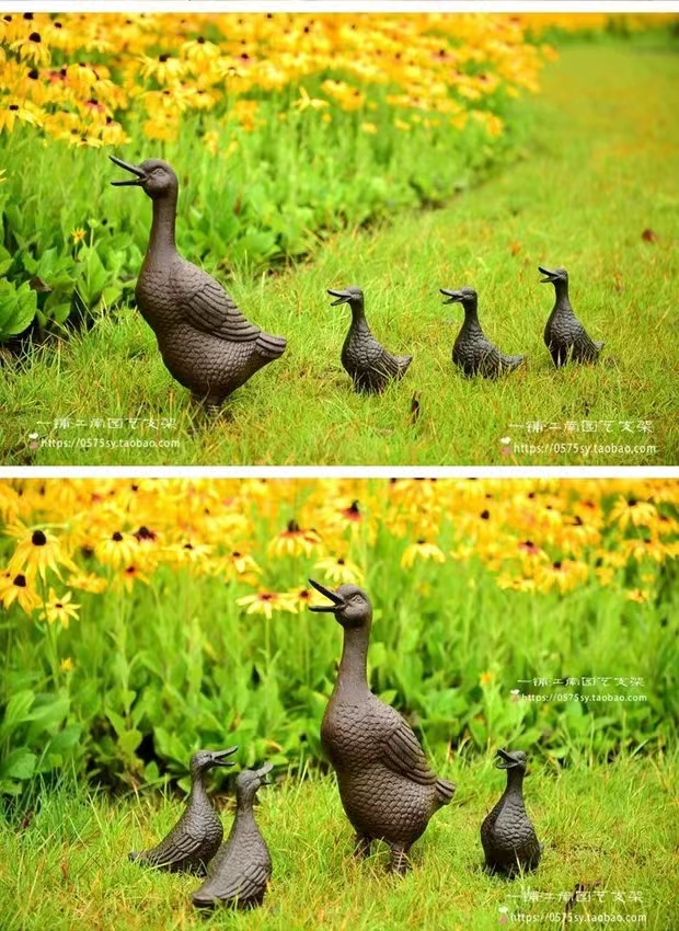 duck family garden statues
