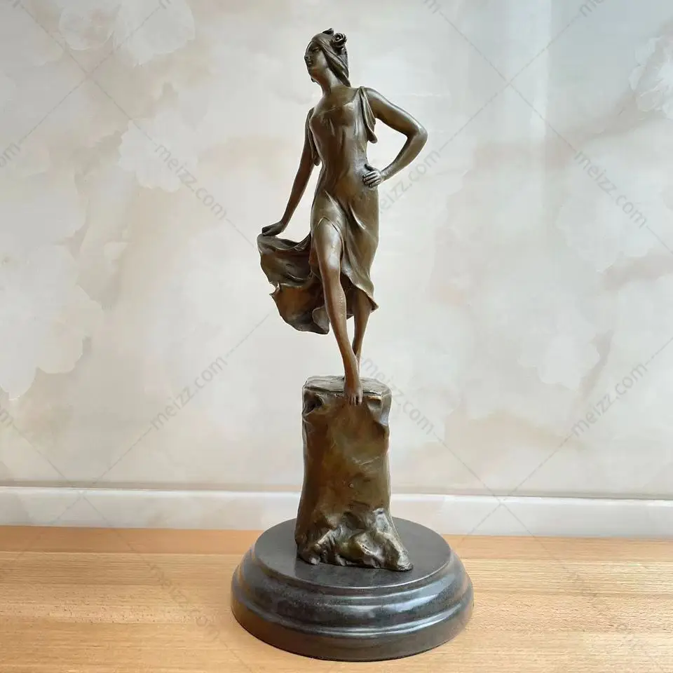 art deco dancing lady figurine bronze